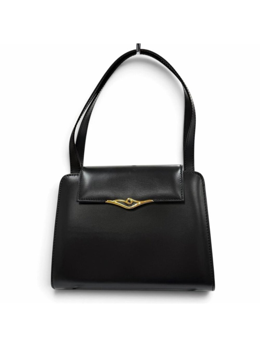 Cartier Sapphire Line Square Leather Handbag Black Gold